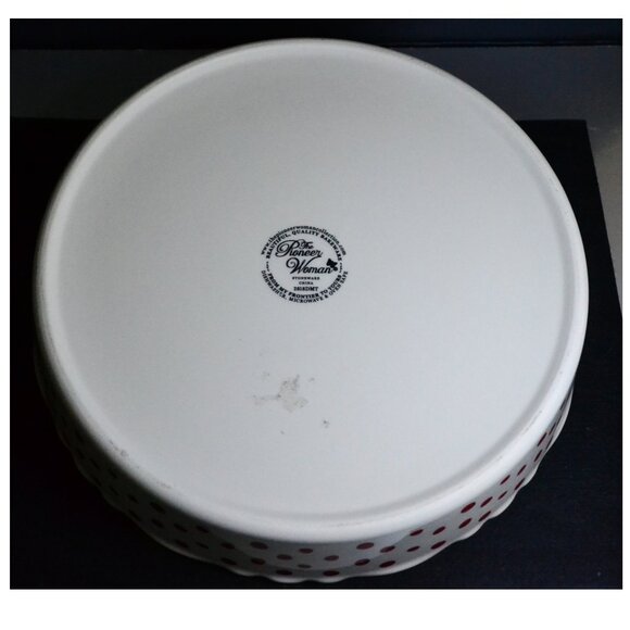 Pioneer Woman Holiday Baking Dish Christmas Tree Red Polka Dot Side Use Decor - Picture 4 of 5